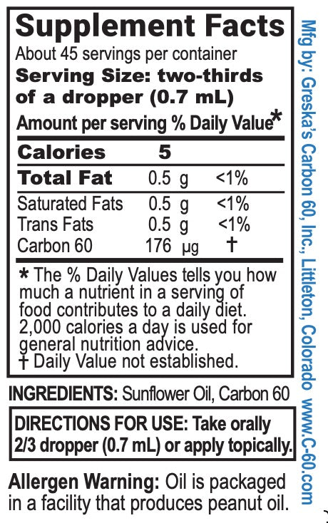 C60 in Organic Sunflower Oil 45 Day Supply